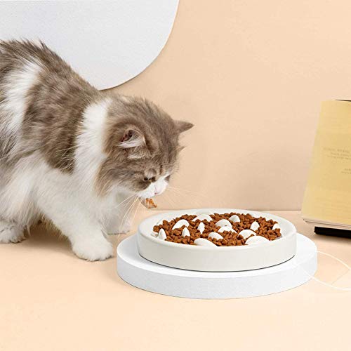 Gofeibao Cuenco Anti Serpiente Cuenco para Perros Cuenco De Comida para Gatos Rompecabezas Interactivo Cuenco para Gatos Forma De Pez Dorado FáCil De Limpiar Evita Asfixia White