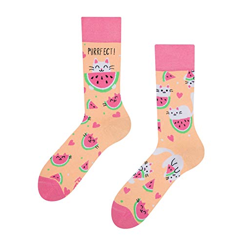 Good Mood Calcetines para mascotas y frutas con diseño de sandía y gato, talla 43-46
