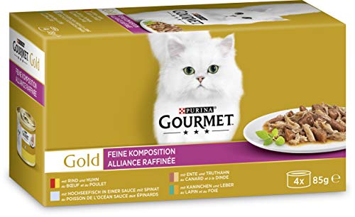 Gourmet Gold, Gato Forro Fina Composición, Mix, pack de 12 (12 x 340 g)