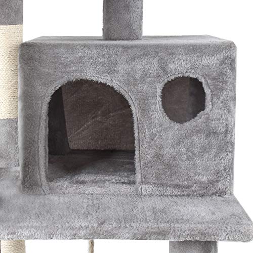 GRANDMA SHARK Árbol Rascador para Gatos, Casas de Juego y Lugares de Descanso para Gatos (Gris Claro)