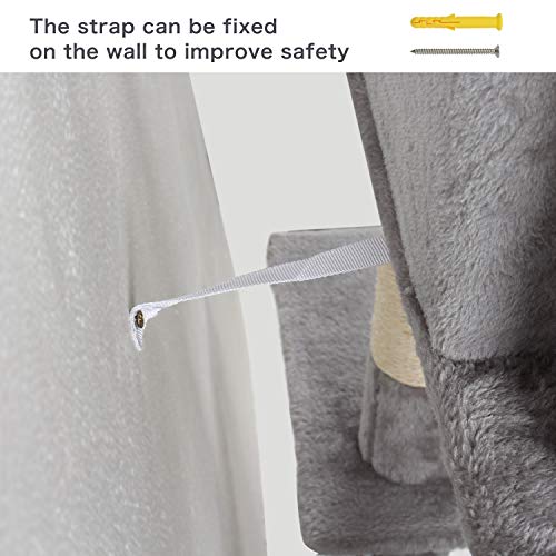 GRANDMA SHARK Árbol Rascador para Gatos, Casas de Juego y Lugares de Descanso para Gatos (Gris Claro)