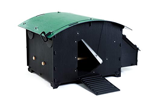 Green Frog Designs Jaula grande para gallinero – verde, a prueba de zorro para animales pequeños y aves de corral |Plástico reciclado | Capacidad de pollo 8 – 15 | Techo y puerta desmontables