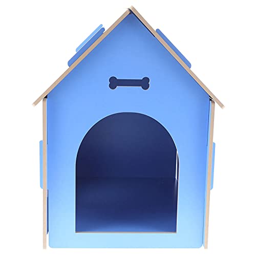Greensen Casa De Madera para Mascotas con Techo para Perros, Uso En Interiores Y Exteriores, Caseta para Perros para Jugar Y Descansar, Impermeable, Casa para Gatos, Casa para Perros, Mascotas(Azul)