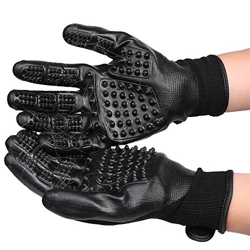 Guantes De Aseo para Mascotas,Animales Grooming Guante De Goma Suave para Gatos Removedor De Pelos De Mascotas Perros Gatos Caballos Derramando Baño Límpiela con Un Cepillo De Masaje Peine 1Par Neg