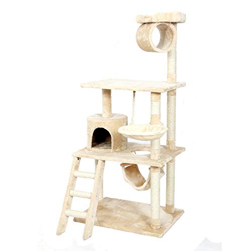 Gulunmun Árbol Rascador para Gatos H110cm Gato Juguete Gatito Casa Rascador Rascador de Madera Escalada Gato Árbol Mascota Hogar Gato Marco de Salto de Lujo Muebles-AWJ0421-H_M_