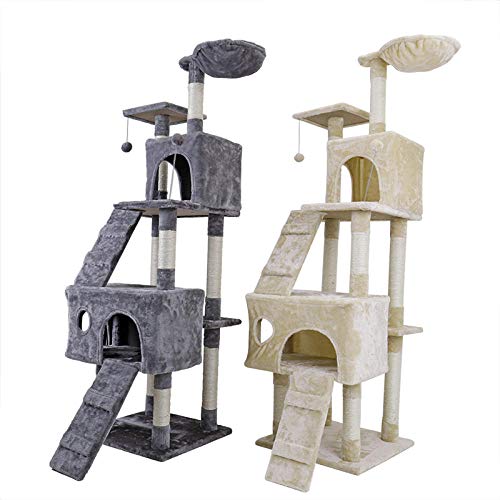 Gulunmun Árbol Rascador para Gatos H110cm Gato Juguete Gatito Casa Rascador Rascador de Madera Escalada Gato Árbol Mascota Hogar Gato Marco de Salto de Lujo Muebles-AWJ0421-H_M_