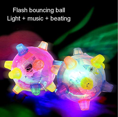 GUOGUODA Pelota de Salto para Mascotas,Pelota de Juguete para Mascotas,Juguete de Rebote con música LED,Pelotas interactivas para Perros,Pelota para Masticar con luz,para Perros Gatos