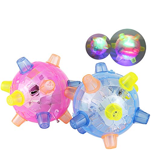 GUOGUODA Pelota de Salto para Mascotas,Pelota de Juguete para Mascotas,Juguete de Rebote con música LED,Pelotas interactivas para Perros,Pelota para Masticar con luz,para Perros Gatos