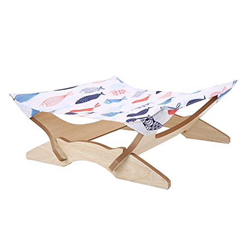 Hamaca para Gatos, Marco de Madera Natural, Tela Oxford, Marco de Madera para Gatos, Cama Colgante, Soporte Desmontable Es Fácil de Almacenar para Uso Diario en el Hogar, Al Aire Libre para