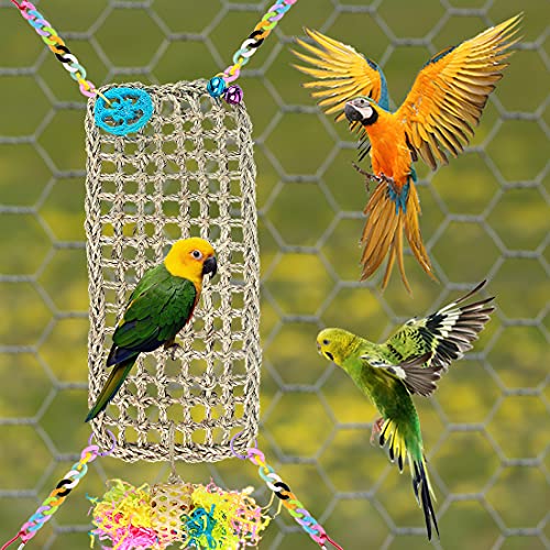 Hamaca para pájaros Seagrass Hamaca Parrot Seagrass Mat Bird Cage Accesorios Parakeet Escalera Actividad de forraje (Set-A)