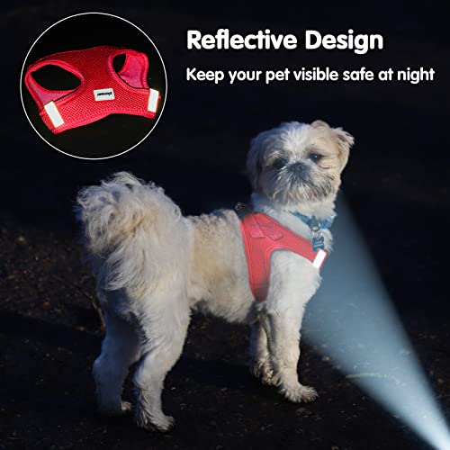 HAPPY HACHI Arnés Gato Antiescape, Arnes Chaleco Ajustable para Perro Pequeño, Arnes Reflectante para Gatito Cachorro Chihuahua Yorkshire, Transpirable Cómodo Suave para Viajar Pasear(L Rojo)
