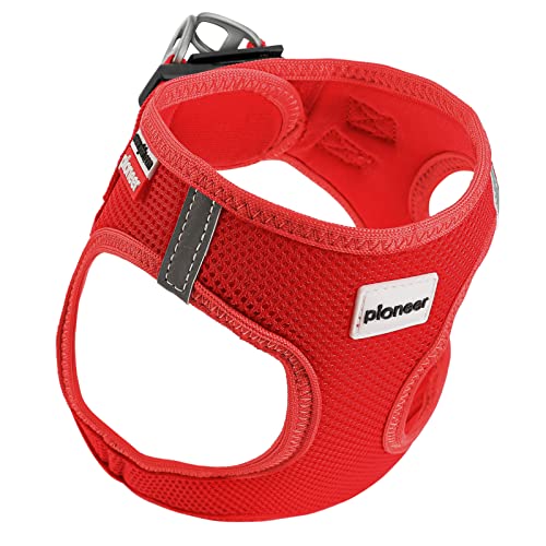 HAPPY HACHI Arnés Gato Antiescape, Arnes Chaleco Ajustable para Perro Pequeño, Arnes Reflectante para Gatito Cachorro Chihuahua Yorkshire, Transpirable Cómodo Suave para Viajar Pasear(L Rojo)