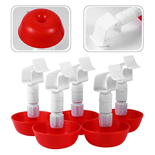 Happyyami 5 Pzas Automática de Pollo Hervidor de Aves Tazas de Riego Bebederos Comedero de Aves Dispensador de Tazones para Granja Bandada de Pato Codorniz Pavo de Gallina