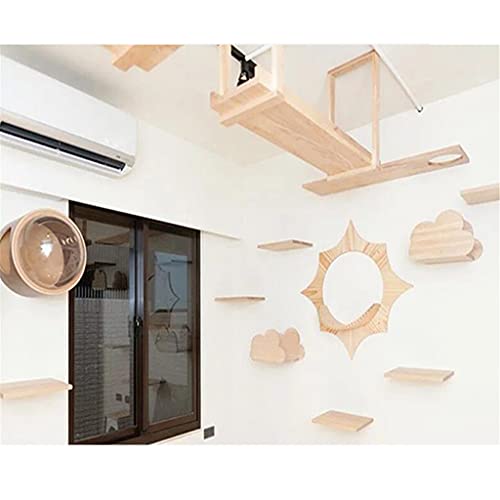HBIN DIY montado en la Pared de Madera Maciza Gatos Plataforma de Salto Gatos Marco de Escalada Gatos árbol Pared Muebles para Mascotas Desmontar Gatito trampolín