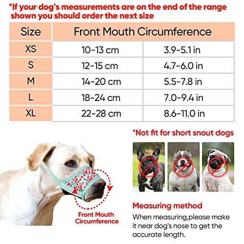 HEELE Bozal para Perros Medianos Bozales Perro Anti-Ladridos con Anti-Mordida Bozales para Perro Suave Ajustables con Bonito Estampado Corte de Uñas y Colirio, Flor Cian, M