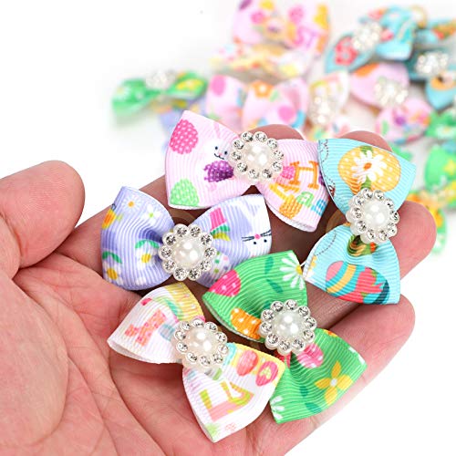 HEEPDD 25PCS Lazos para el Pelo de Perro, Bandas de Goma para Cachorros Pet Puppy Teddy Hair Bows Accesorios para el Cuidado del Cabello