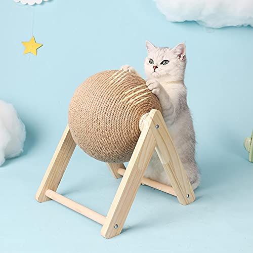 Hengjierun Juguetes Rascadores para Gatos, Poste De Madera Maciza para Rascar Gatos, Juguete para Mascotas, Pelota Rascadora para Gatos De Sisal para Jugar Y Rechinar Las Patas