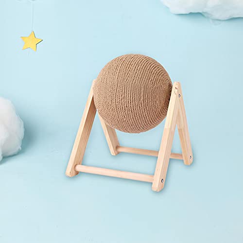 Hengjierun Juguetes Rascadores para Gatos, Poste De Madera Maciza para Rascar Gatos, Juguete para Mascotas, Pelota Rascadora para Gatos De Sisal para Jugar Y Rechinar Las Patas
