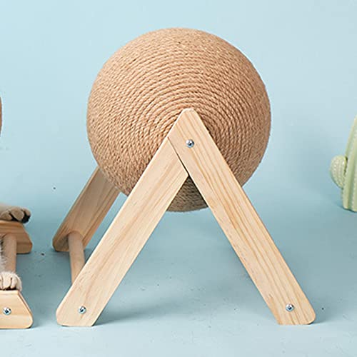 Hengjierun Juguetes Rascadores para Gatos, Poste De Madera Maciza para Rascar Gatos, Juguete para Mascotas, Pelota Rascadora para Gatos De Sisal para Jugar Y Rechinar Las Patas