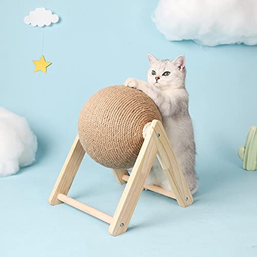 Hengjierun Juguetes Rascadores para Gatos, Poste De Madera Maciza para Rascar Gatos, Juguete para Mascotas, Pelota Rascadora para Gatos De Sisal para Jugar Y Rechinar Las Patas