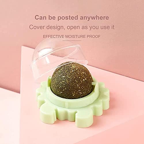 HengYuan 3 uds. Bolas de Hierba gatera de Juguete para Gatos, Juguetes comestibles giratorios para lamer Gatos, Limpieza de Dientes, Juguetes interactivos para Gatos Felices dentales