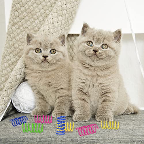 Heveer Juguetes de Resorte para Gatos Muelles en Espiral de Plástico Colorido Juguete Interactiva para Gato Gatito 60 Piezas