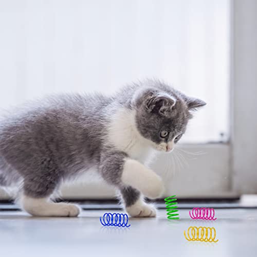 Heveer Juguetes de Resorte para Gatos Muelles en Espiral de Plástico Colorido Juguete Interactiva para Gato Gatito 60 Piezas