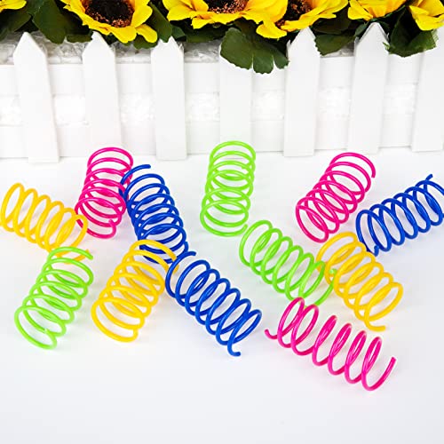 Heveer Juguetes de Resorte para Gatos Muelles en Espiral de Plástico Colorido Juguete Interactiva para Gato Gatito 60 Piezas