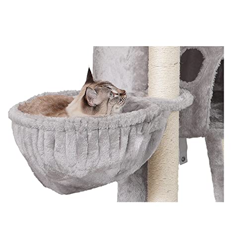 Hey-brother 68cm Árbol para Gatos, Rascador para Gatos, Torre para Gatos, Cat Toy Centro de Actividad, con Plataformas, Cesta, Caseta para Gatos Gris Claro MPJ004SW