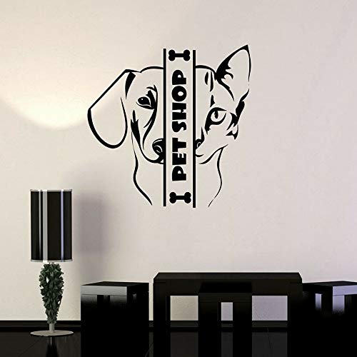 HFDHFH Tienda de Mascotas calcomanías de Pared Animales Gatos y Perros Pegatinas de Vinilo para Ventanas casa de Mascotas decoración de Interiores Arte Mural Creativo