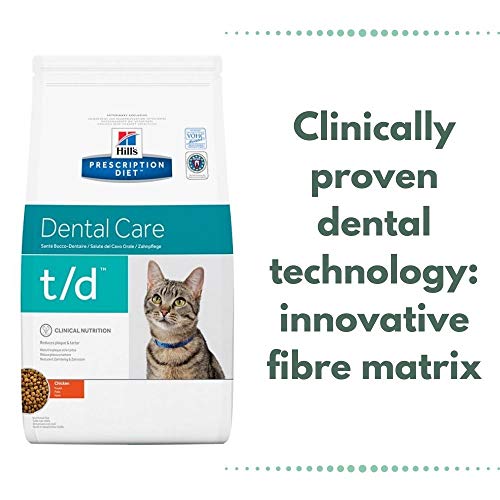 Hill's Prescription Diet Feline T/d Cuidado Dental 1,5 kg – Alimentos dietéticos enriquecidos y completos para gatos adultos + Whiskas Dentabites 50 g Delicioso cuidado dental para todos los gatos