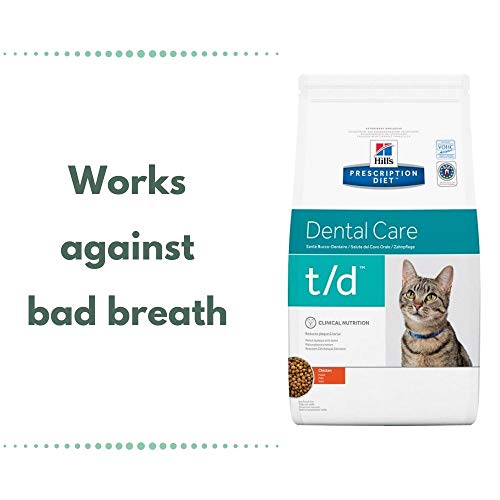 Hill's Prescription Diet Feline T/d Cuidado Dental 1,5 kg – Alimentos dietéticos enriquecidos y completos para gatos adultos + Whiskas Dentabites 50 g Delicioso cuidado dental para todos los gatos