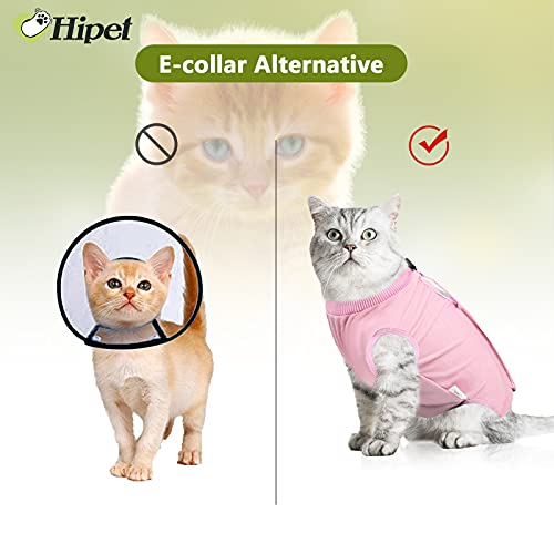 Hipet Traje de recuperación de cirugía de gato para heridas abdominales o enfermedades de la piel, cuello electrónico sustituto y cono