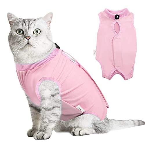 Hipet Traje de recuperación de cirugía de gato para heridas abdominales o enfermedades de la piel, cuello electrónico sustituto y cono