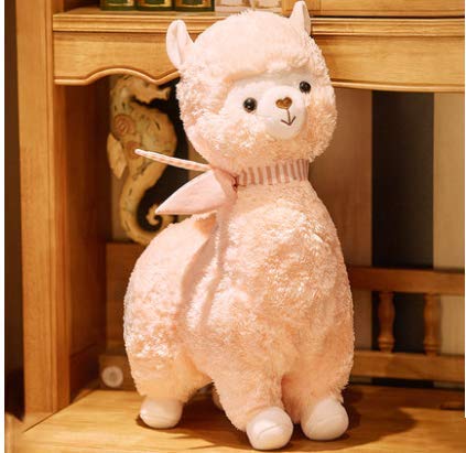 HLJZK Bufanda Rosa Linda Alpaca Muñeca Peluche Juguete Muñeca Niños Regalo de Cumpleaños Chica 45Cm