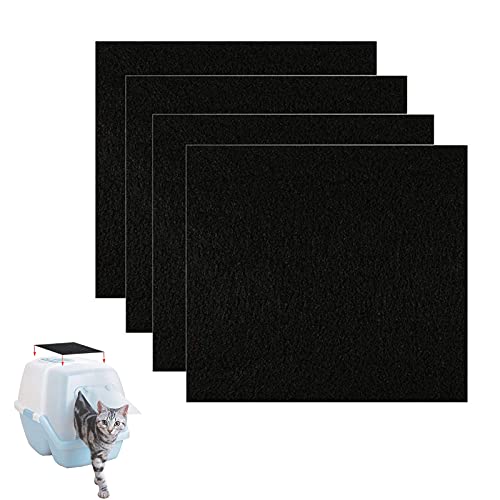 Hoobao 4 Piezas filtros de Repuesto para Caja de Arena de Gato,filtros de Carbono con Forma Cuadrada,Filtros para arenero de Gatos,para Gatos Control de los olores,Negro para Purificadores de Aire