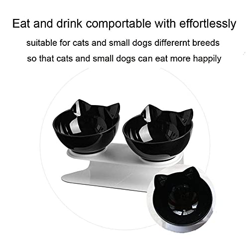 Houdao Comedero Elevado Gato Accesorios Cuenco Ortopedico Gatos Cuenco Comida Gato Comedero Gato Antivomito Inclinado con Soporte Elevado 15° Desmontable Antideslizante para Mascotas,Perros y Gatos