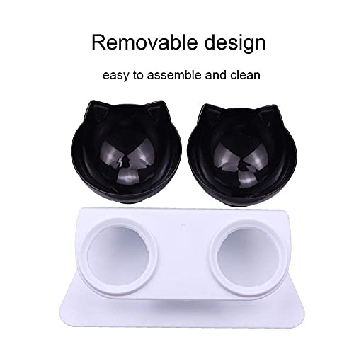 Houdao Comedero Elevado Gato Accesorios Cuenco Ortopedico Gatos Cuenco Comida Gato Comedero Gato Antivomito Inclinado con Soporte Elevado 15° Desmontable Antideslizante para Mascotas,Perros y Gatos