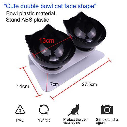 Houdao Comedero Elevado Gato Accesorios Cuenco Ortopedico Gatos Cuenco Comida Gato Comedero Gato Antivomito Inclinado con Soporte Elevado 15° Desmontable Antideslizante para Mascotas,Perros y Gatos