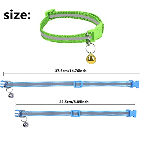 HQdeal Collar Gato Reflectante Ajustable,12 Piezas Collares de Gato Collar Gato con Campana y Hebilla de Seguridad,Collar Gato Antiahogo, Rango Ajustable (22-37CM)