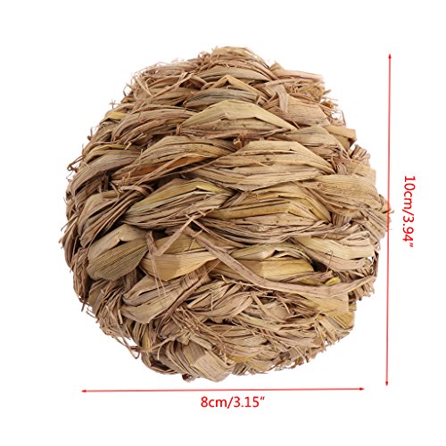 hsafantastic Bola de Hierba Tejida 10 cm para Masticar Mascotas con Campana para Conejo, hámster, Conejillo de Indias, Chinchillas, Bola de Hierba para Mascotas Que se Muestra como imágenes