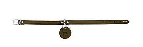 HUNTER Aalborg - Collar de Piel para Perro (32 (XS), Color Verde Oliva
