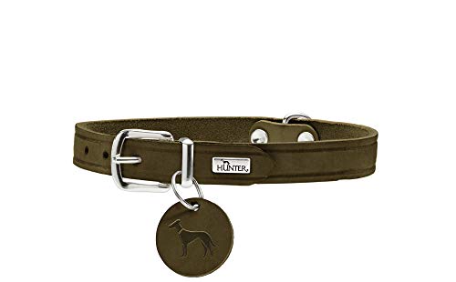 HUNTER Aalborg - Collar de Piel para Perro (32 (XS), Color Verde Oliva
