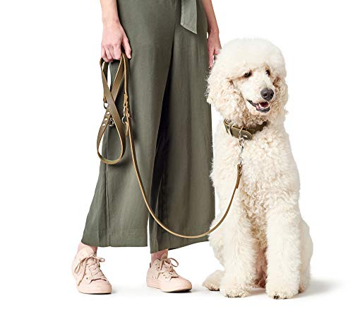 HUNTER Correa Ajustable para Perro de Piel, Lisa, Resistente, Flexible, 2 x 200 cm, Color Verde Oliva