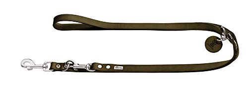 HUNTER Correa Ajustable para Perro de Piel, Lisa, Resistente, Flexible, 2 x 200 cm, Color Verde Oliva