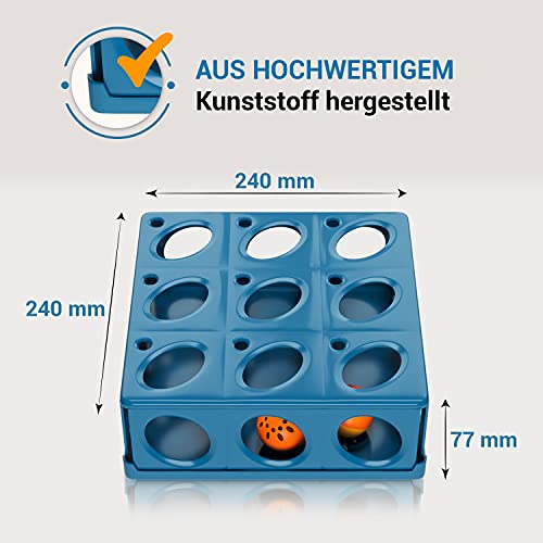 Huskl Caja de juguetes interactivos para gatos, caja de inteligencia con 21 agujeros, juguete de inteligencia, tabla de pescar, juguete para gatos, juguete de actividad, azul