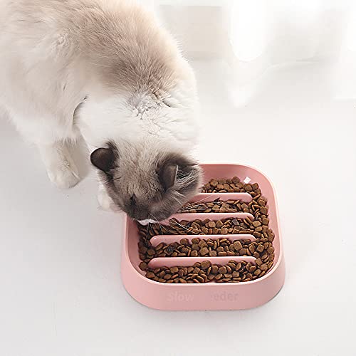 Hwtcjx comedero Lento Perro, comedero antivoracidad, 2 Piezas comedero Gato antivoracidad, Hecho de Material PP, Seguro, no tóxico, Anti-Asfixia, fácil de Limpiar, para Gatos, Perros (Azul, Rosa)