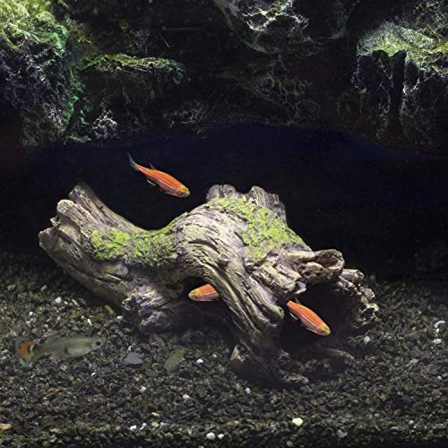 Hygger Decoracion Acuario, Adorno para Acuario de Cueva, Tronco Decorativa para Acuario, Acuario Decoracion Ideal para Pequeños Peces Camarón Tortuga