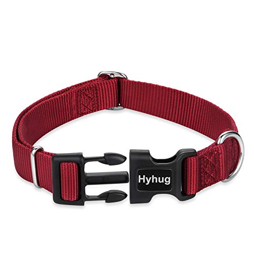 Hyhug Cuello de Trabajo Pesado clásico de Color sólido para Perros Grandes, medianos y pequeños, Ajuste de diseño único. (Pequeño S, Rojo)