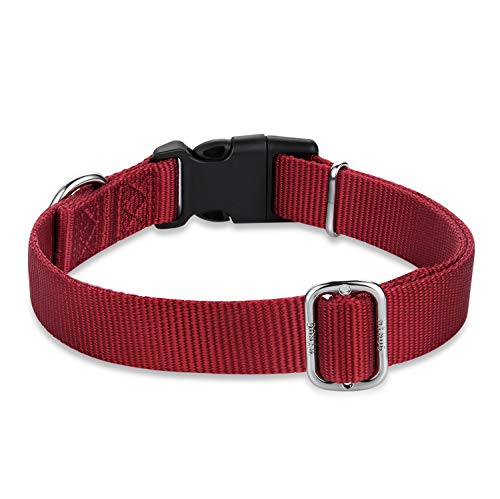 Hyhug Cuello de Trabajo Pesado clásico de Color sólido para Perros Grandes, medianos y pequeños, Ajuste de diseño único. (Pequeño S, Rojo)